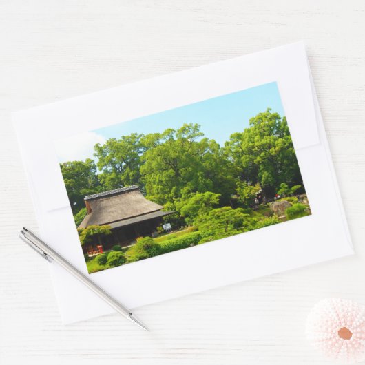 日本庭園 長方形シール (封筒)