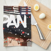 日本建物夕日ポスター キッチンタオル (四つ折り)