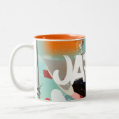 日本建物夕日ポスター ツートーンマグカップ (左)