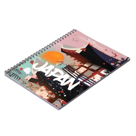 日本建物夕日ポスター ノートブック (左側)