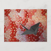 日本折り鶴ピンク桜さくらんぼ花 ポストカード (正面)