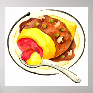 日本料理。オムライス。 ポスター