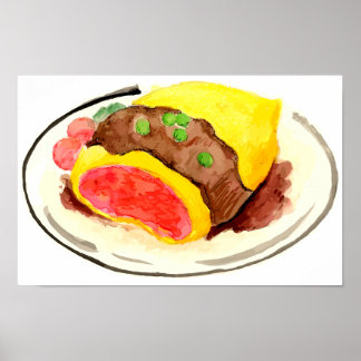 日本料理。オムライス。 ポスター
