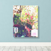 日本旅行風景灯篭桜 キャンバスプリント (インサイチュ (ウッドフロア))