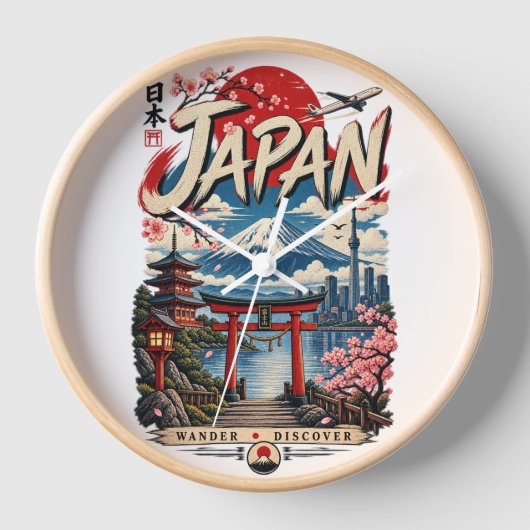 日本旅行 | 富士山 ヴィンテージ 日本 壁時計 (正面)