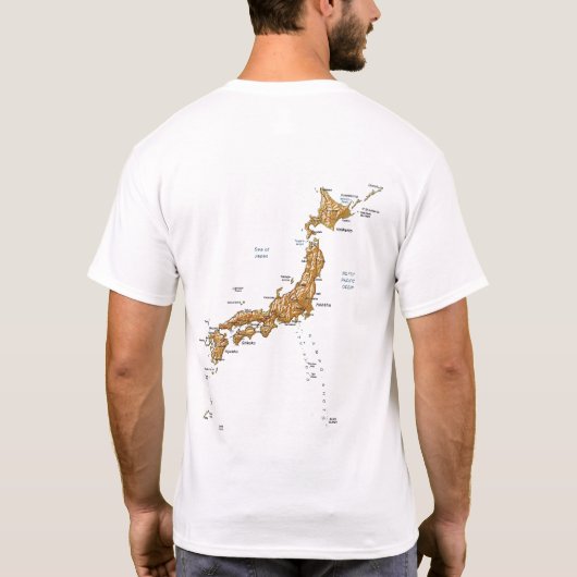 日本旗および地図のTシャツ Tシャツ (裏面)