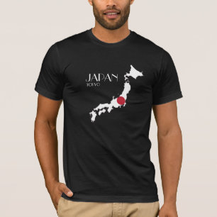 日本旗の地図のワイシャツ Tシャツ