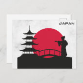 日本日本のパゴダ芸者サンセットトラベル ポストカード (正面/裏面)