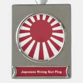 日本朝日国旗、江戸から第2次世界大戦 シルバープレートバナーオーナメント (正面)
