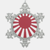 日本朝日国旗、江戸から第2次世界大戦 スノーフレークピューターオーナメント (正面)