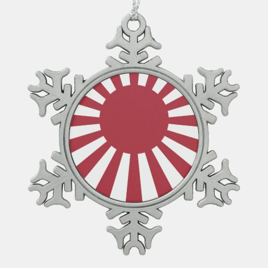 日本朝日国旗、江戸から第2次世界大戦 スノーフレークピューターオーナメント (正面)