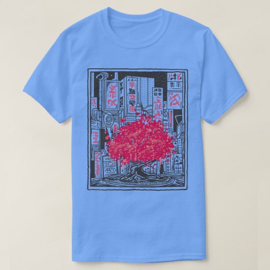 日本東京ヴィンテージスタイル桜ツリーさくらんぼブロス Tシャツ (デザイン正面)