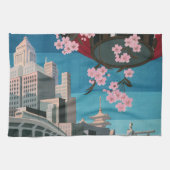 日本東京ヴィンテージ日本の旅行ポスター キッチンタオル (横)