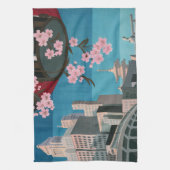 日本東京ヴィンテージ日本の旅行ポスター キッチンタオル (縦)