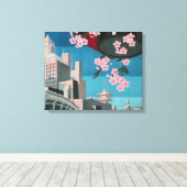 日本東京ヴィンテージ日本の旅行ポスター キャンバスプリント (インサイチュ (ウッドフロア))