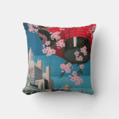 日本東京ヴィンテージ日本の旅行ポスター クッション (正面)