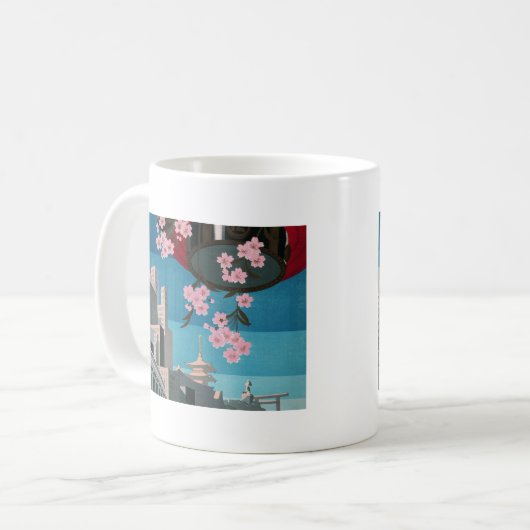 日本東京ヴィンテージ日本の旅行ポスター コーヒーマグカップ (正面左)