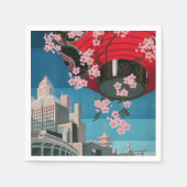 日本東京ヴィンテージ日本の旅行ポスター スタンダードカクテルナプキン (正面)