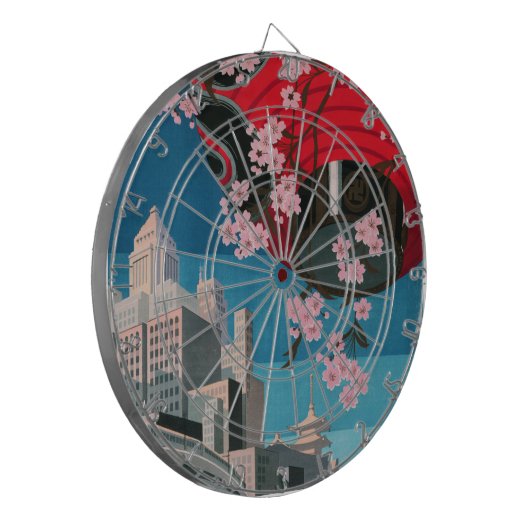 日本東京ヴィンテージ日本の旅行ポスター ダーツボード (正面左)