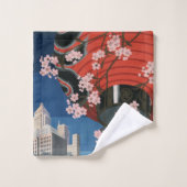 日本東京ヴィンテージ日本の旅行ポスター バスタオルセット (ウォッシュタオル)