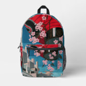 日本東京ヴィンテージ日本の旅行ポスター プリントバックパック (正面)