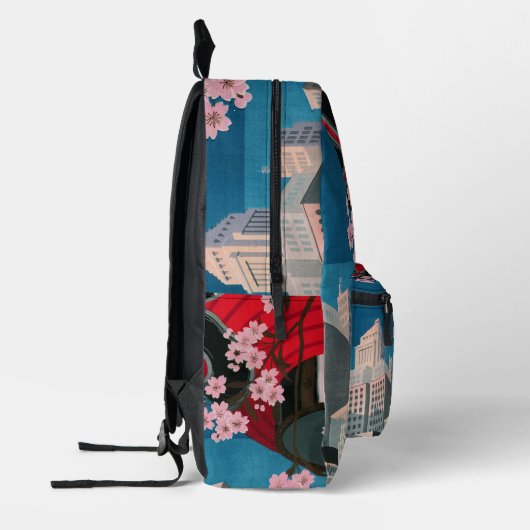 日本東京ヴィンテージ日本の旅行ポスター プリントバックパック (左)