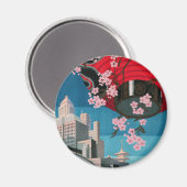 日本東京ヴィンテージ日本の旅行ポスター マグネット (正面/裏面)