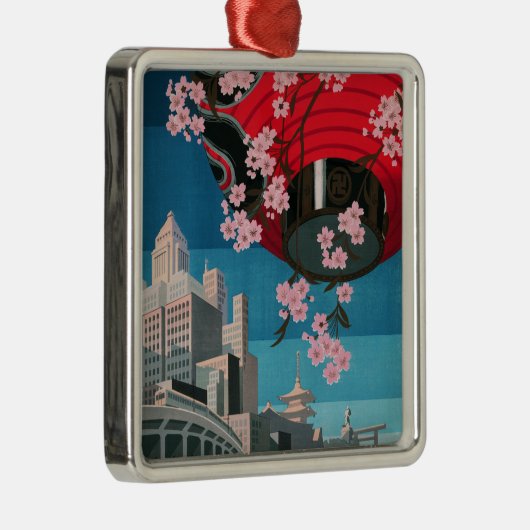 日本東京ヴィンテージ日本の旅行ポスター メタルオーナメント (右)