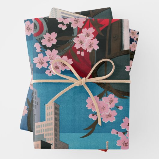 日本東京ヴィンテージ日本の旅行ポスター ラッピングペーパーシート (インサイチュ)