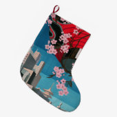 日本東京ヴィンテージ日本の旅行ポスター ラージクリスマスストッキング (正面 (吊り時))