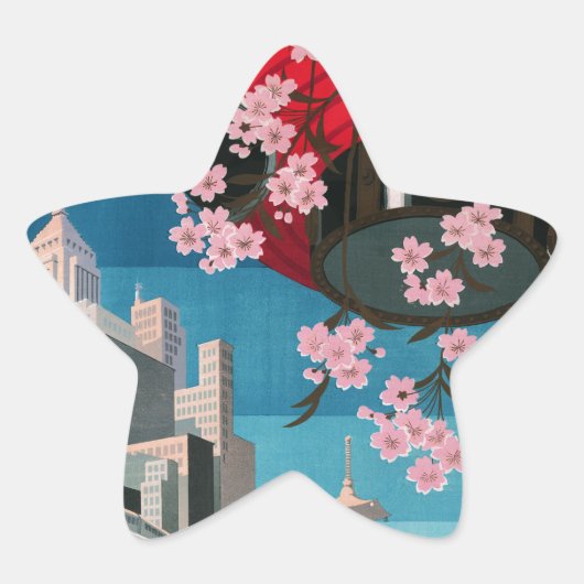 日本東京ヴィンテージ日本の旅行ポスター 星シール (正面)