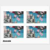 日本東京ヴィンテージ日本の旅行ポスター 長方形シール (シート)