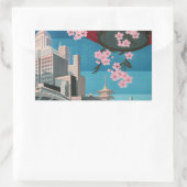 日本東京ヴィンテージ日本の旅行ポスター 長方形シール (バッグ)