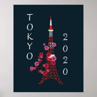 日本東京2020桜&タワー ポスター