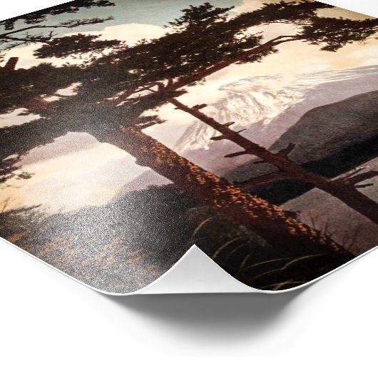 日本松の木を通る富士山ヴィンテージ フォトプリント            (角)