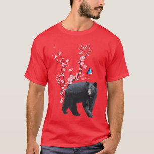 日本桜さくらんぼブロッサムブラックベア日本の Tシャツ
