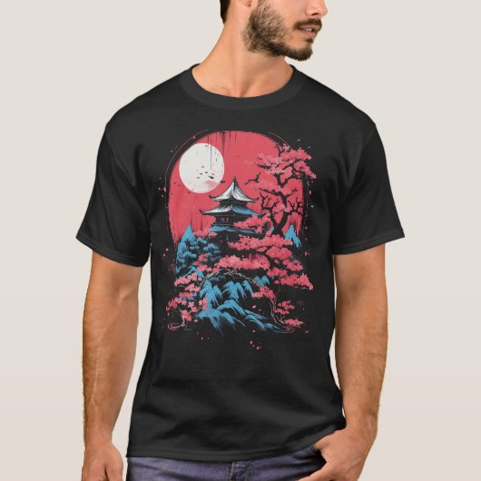 日本桜さくらんぼ桜木桃月グラフィック Tシャツ (正面)