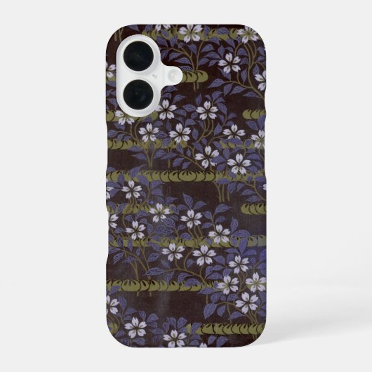 日本桜筏モチーフのスマホケース | 藤紫色 iPhone 16ケース (裏面)