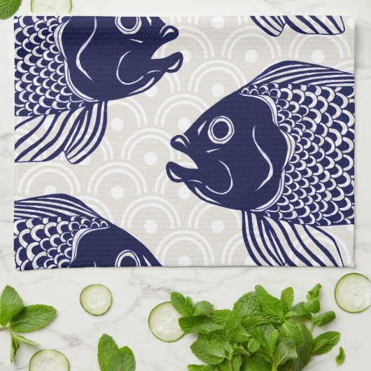 日本様式の魚は先頭に立ちましたり及び振ります キッチンタオル (折り畳み)