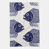 日本様式の魚は先頭に立ちましたり及び振ります キッチンタオル (縦)