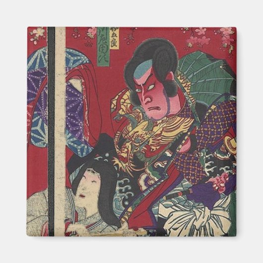 日本武士と戦う浪人武士道刀 マグネット (正面)