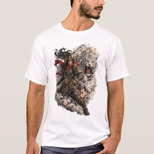日本武士トラの刺青Tシャツ | Irezumi Wa Tシャツ (正面)