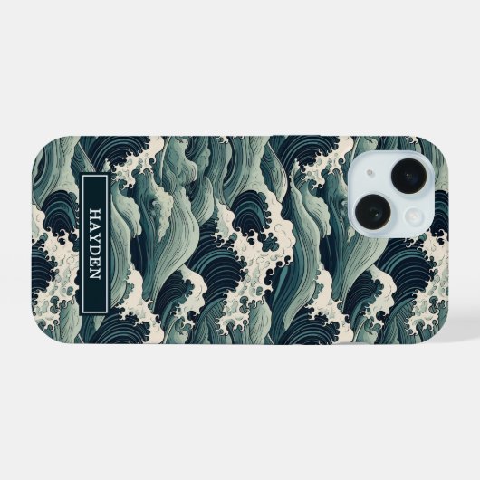 日本波動プリントモノグラム iPhone 15ケース (裏面横)