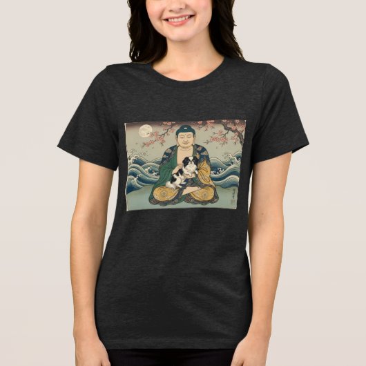 日本狆と仏陀  トライブレンドＴシャツ (正面)