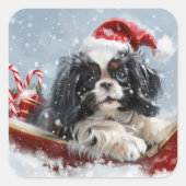 日本狆のクリスマスフェスティブ スクエアシール (正面)