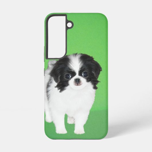 日本狆の子犬の絵 - オリジナル犬アート SAMSUNG GALAXYケース (裏面)