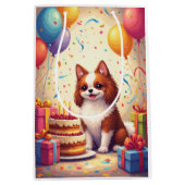 日本狆の誕生日お祝い ミディアムペーパーバッグ (正面)
