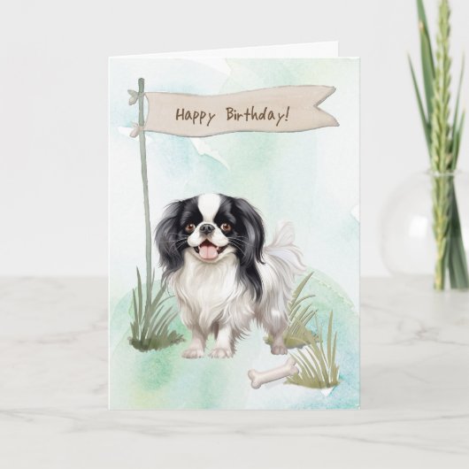 日本狆の誕生日サイン カード (正面)