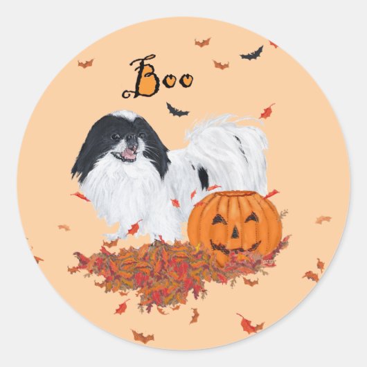 日本狆ハロウィン ラウンドシール (正面)