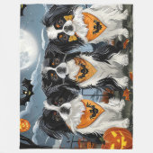日本狆ハロウィーンおばけ フリースブランケット (正面)